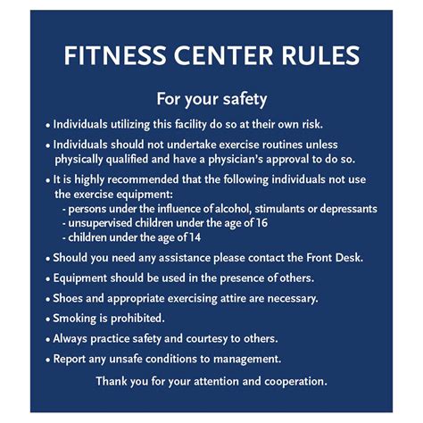 Fitness Center Rules Identity Group