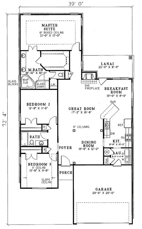 Traditional Style House Plan 3 Beds 2 Baths 1750 Sqft Plan 17 102