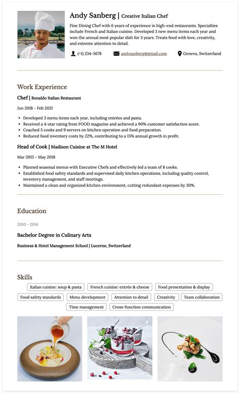 How To Write A Chef Resume With Examples Cakeresume