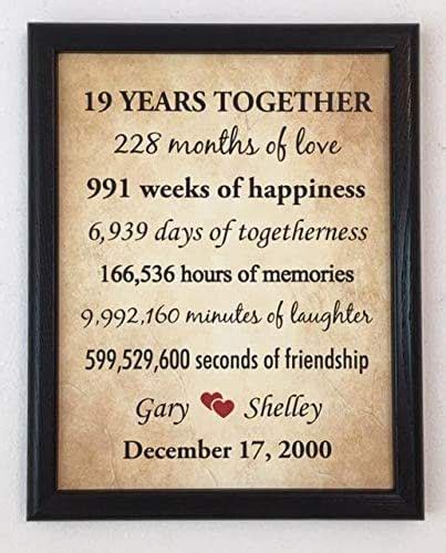 Framed 19th Anniversary Ts For Couple 19 Year