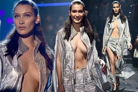 Bella Hadid Shows Bit Too Much Boob As Tape Comes Unstuck On Runway At