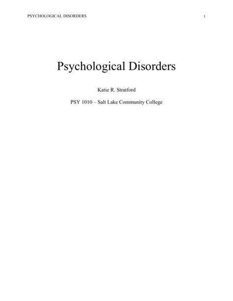 psychological disorders paper
