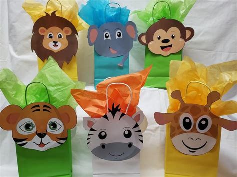 Jungle Safari Favor Bags Zoo Animals Birthday Treat Goodie Etsy