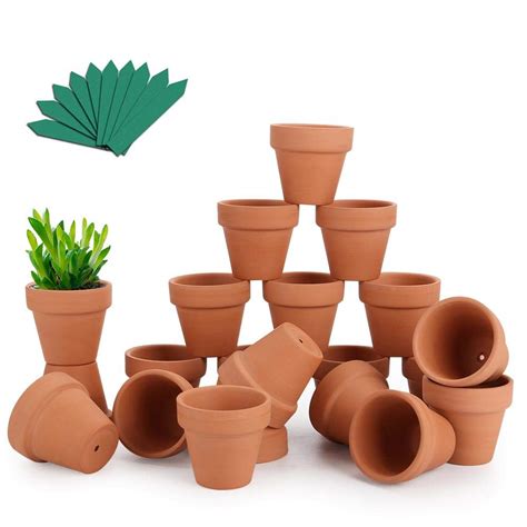 Growneer 24 Pack 2 Mini Clay Pots Terracotta Pot With 25 Pcs Plant