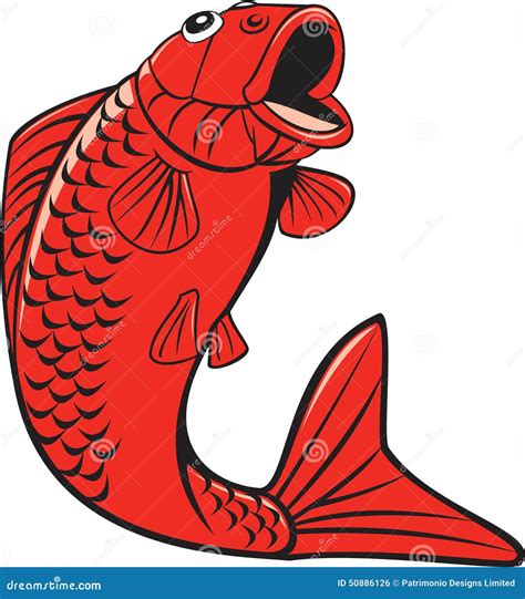 Koi Nishikigoi Carp Fish Jumping Cartoon Vector Illustration