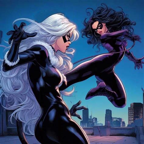 Black Cat Felicia Hardy And Catwoman Selina Kyle Are Having A Cat