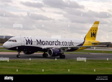 Monarch Airbus A320 Taxiing On Manchester Airport Runways Stock Photo