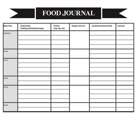 Food Log Free Printable