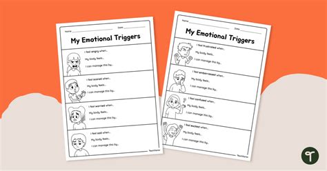 My Emotional Triggers Worksheet Teach Starter