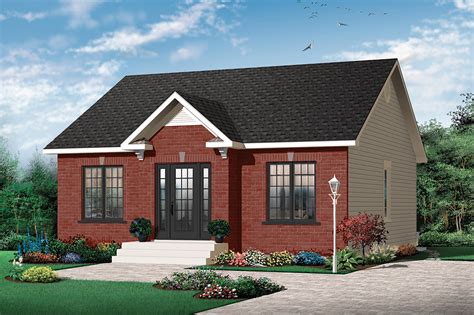 2 Bedroom Traditional Small House Plan With Brick Exterior