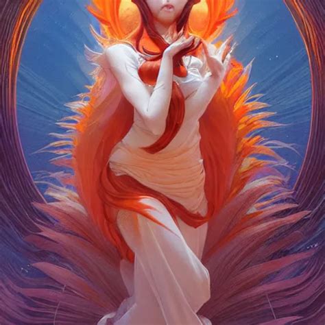 Japanese Fox Goddess D And D Nine Tails Orange And Stable Diffusion