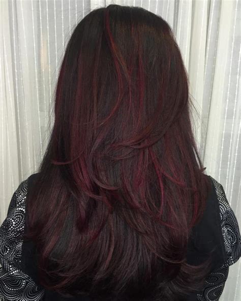 Dark Brown Hair With Magenta Highlights Dark Red Hair