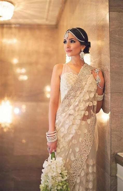 See More About White Sari White Saree And Saris Indian Dresses