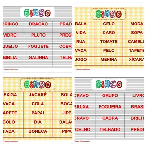 Bingo Das Silabas Simples Para Imprimir alfabetização bingo das