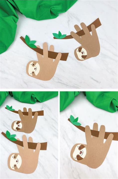 Cute Sloth Handprint Craft With Free Template Animal Crafts