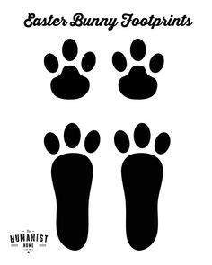 In some cultures, the foot of a rabbit is carried as an amulet believed to bring good luck. #Free Printable Easter Bunny Paw Prints Template: Front and Back Paws #stencil #footprint #trail ...