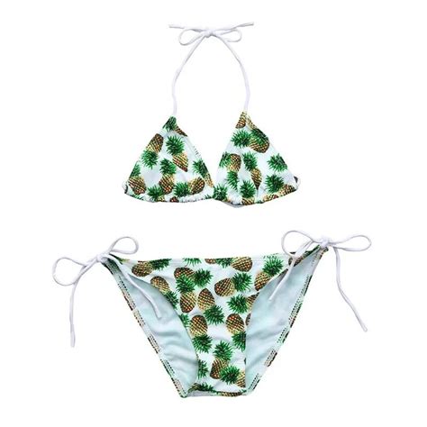 Infant Kid Girls Pineapple Print Adjustable Swimwear Swimsuit Bikini