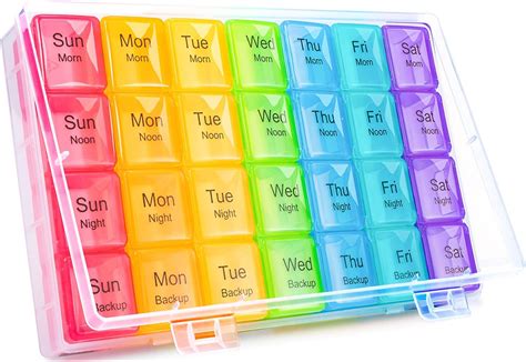 7 Day Extra Large Pill Organizer 4 Times A Day Pill Box 4 Times A Day