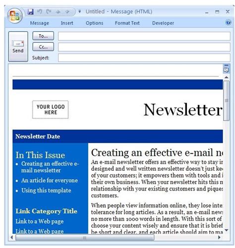 Create Newsletter Template In Outlook