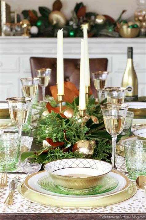 Green & Gold Christmas Tablescape Inspiration - Celebrations at Home