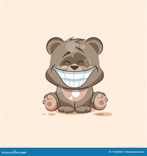 Emoji Character Cartoon Bear With A Huge Smile From Ear Toear Sticker