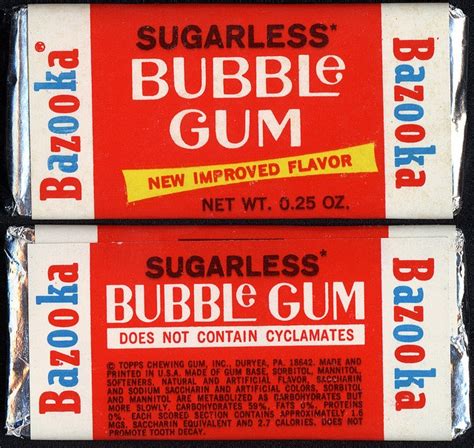 Topps Bazooka Sugarless Bubble Gum Package 1972 Bubble Gum Gum