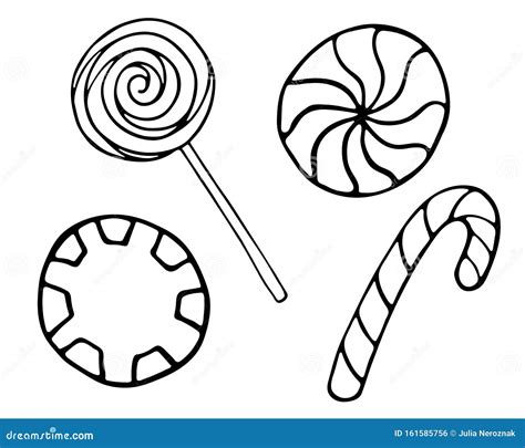 Vector Hand Drawn Outline Illustration Of Sweet Candies Stock Vector