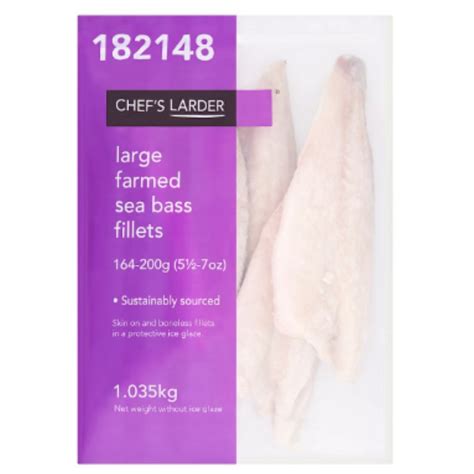 Buy Chef S Larder Large Farmed Sea Bass Fillets 1 035kg X 1 Pack London Grocery