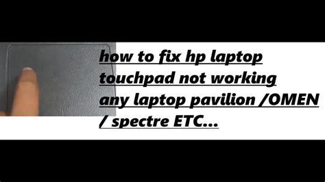 How To Fix Hp Laptop Touchpad Not Working Youtube