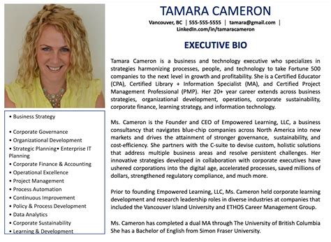 Standout Executive Bio For 2022 Samples Included 2022