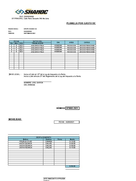 Copia De Planilla X Movilidad Administracion 3 Pdf