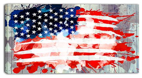 Abstract Us Flag Canvas Painting Modern Flags And Flagpoles By