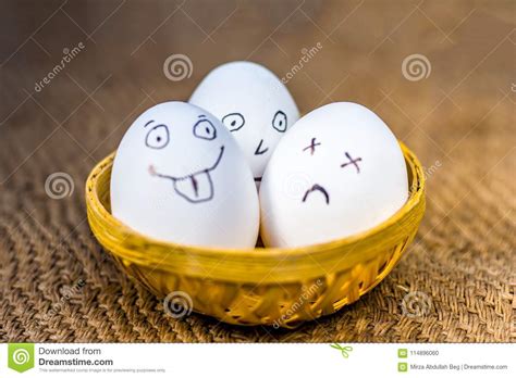 Funny Faces Drawn On The Eggs Stock Photo Image Of Logo Decoration