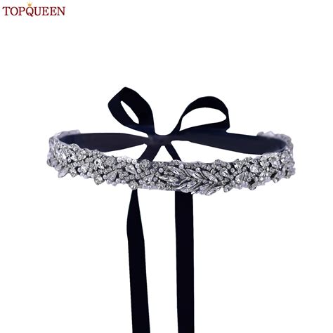 Topqueen Bridal Wedding Dress Belt Silver Rhinestones Crystal Luxury
