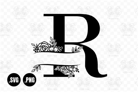 Flower Split Letter Capital R Monogram Graphic By 99siamvector