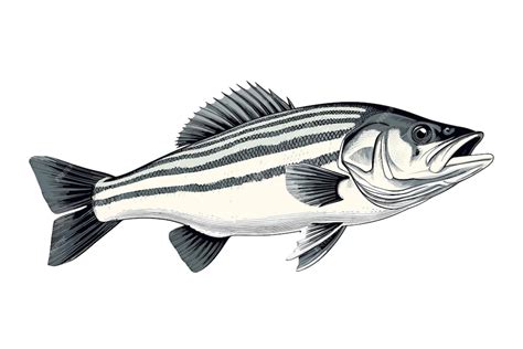 Premium Vector Striped Bass Fish Vector Art Still Life Painting Flat