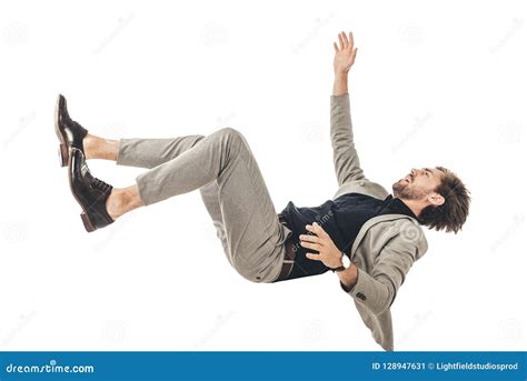 Frightened Young Businessman In Suit Falling Stock Image Image Of