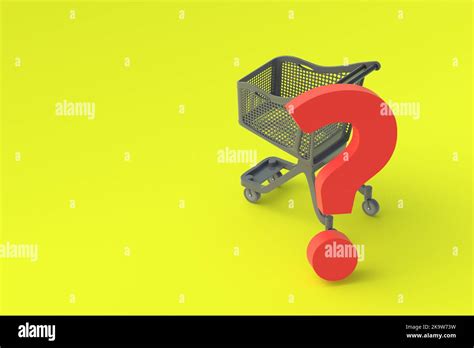 Modern Market Cart And Question Mark Shopping Concept Purchase Choice