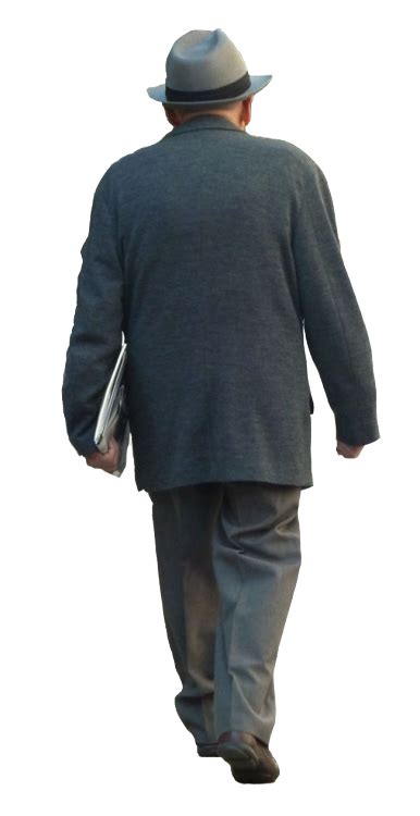 Well Dressed Elderly Man Walking Away From Camera One Of A Number Of