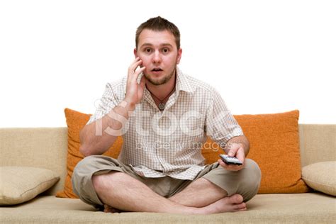 Man Watching Tv Stock Photo Royalty Free Freeimages