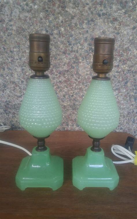 Overstock.com has been visited by 1m+ users in the past month 2 Vintage HOUZEX JADEITE JADE-ITE GREEN GLASS Bedroom ...