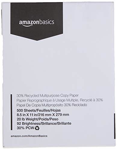 Amazon Basics 100 Recycled Multipurpose Copy Printer Paper 85 X 11