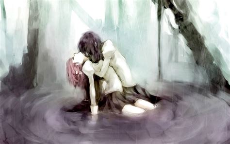Anime Couple Sad Hug Wallpapers Wallpaper Cave