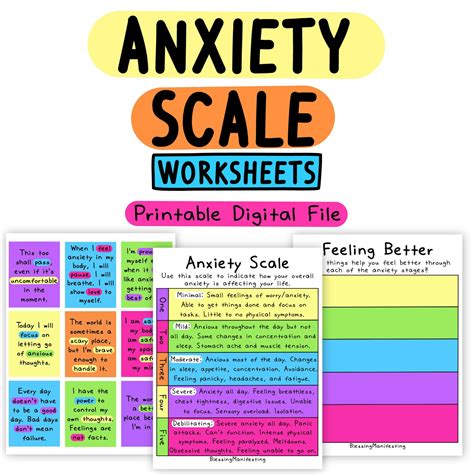 Anxiety Scale Anxiety Tools Therapy Worksheets Self Help Etsy