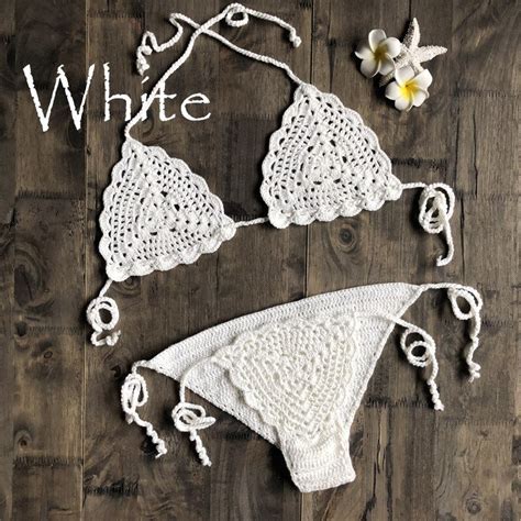 White Trikini See Through Bikini Crochet Bikini Swimming Suit For Women