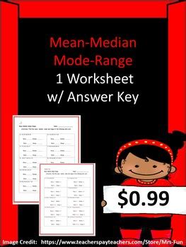 Example question using the mean, median and mode relationship. 1 Mean-Median-Mode-Range Worksheet w/ Answer Key by ...