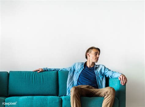 Man Sitting On A Couch Free Image By Roungroat Man