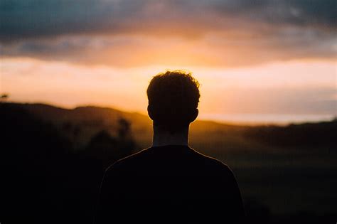 Silhouette Of A Man Facing The Sunset Hd Wallpaper Peakpx