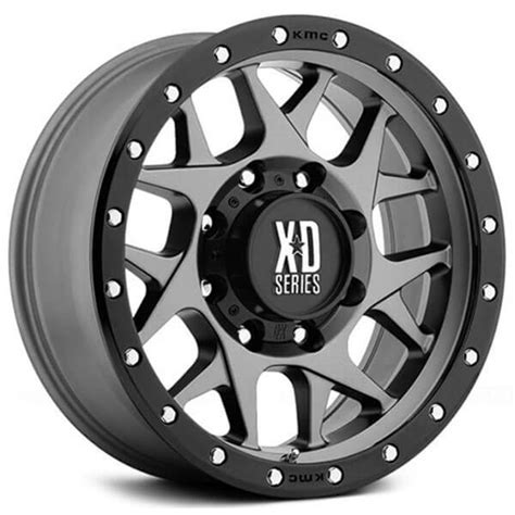 17 Xd Wheels Xd127 Bully Matte Gray With Black Ring Off Road Rims Xd003 2