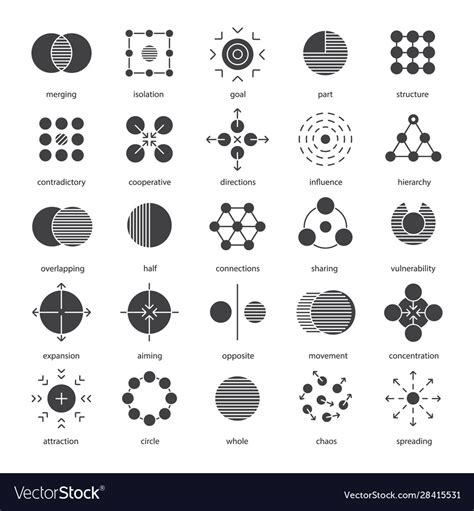 Abstract Symbols Glyph Icons Set Royalty Free Vector Image